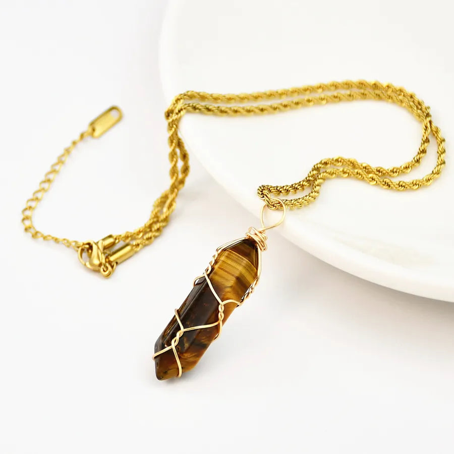 Simple Style Color Block natural stone Gold Plated Pendant Necklace In Bulk