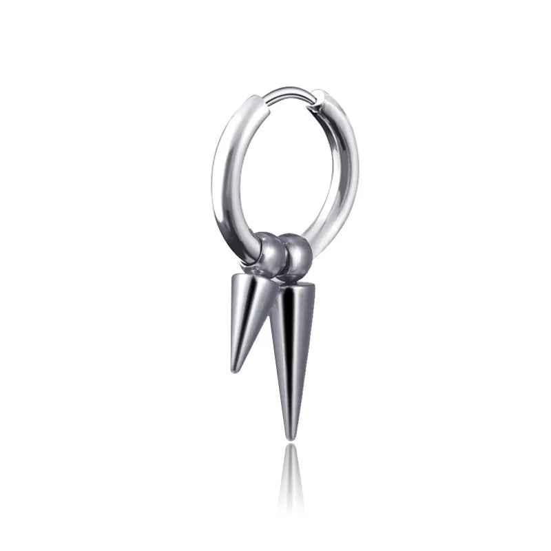 fashion stainless steel tassel single point cone earrings single