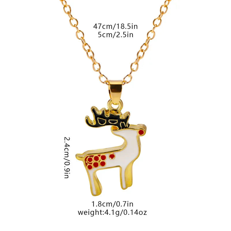 Christmas Elements Deer Santa Claus Alloy Pendant Necklace Christmas Socks Drop Oil Bell Pendant Best Friend Jewelry