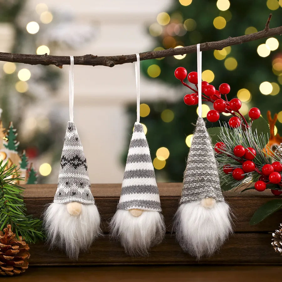New Christmas Decorations Knitted Red Pendant Faceless Santa Claus Ornament For Christmas Tree American And Cartoon Style