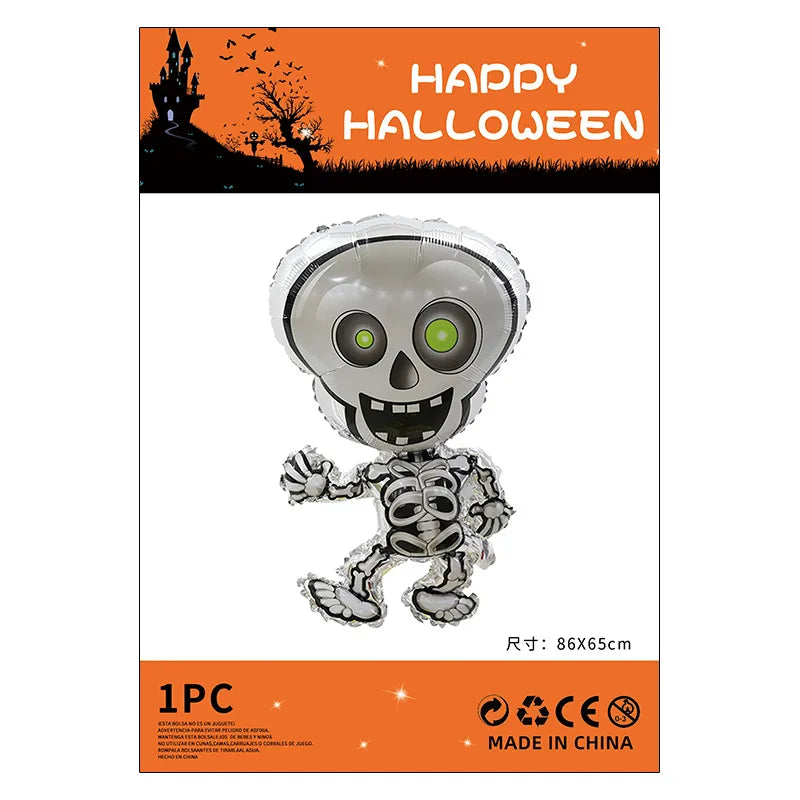 Halloween Decorations Pumpkin Spider Back Card Single Aluminum Foil Balloon Ghost Festival Skull Funny Bar Balloon