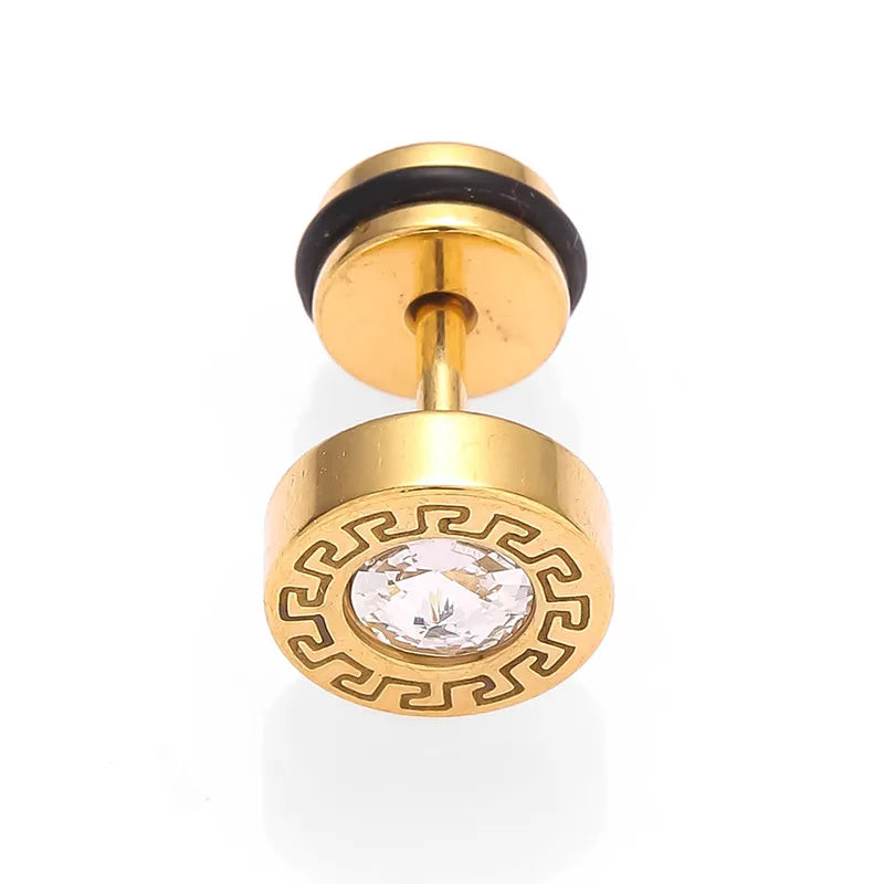 1 Piece Simple Style Classic Style Round Polishing Inlay 316L Stainless Steel  Zircon 18K Gold Plated Ear Studs