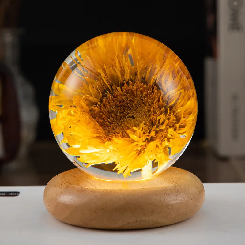 Pastoral Flower Wood Resin Night Lights Lighting Accessories