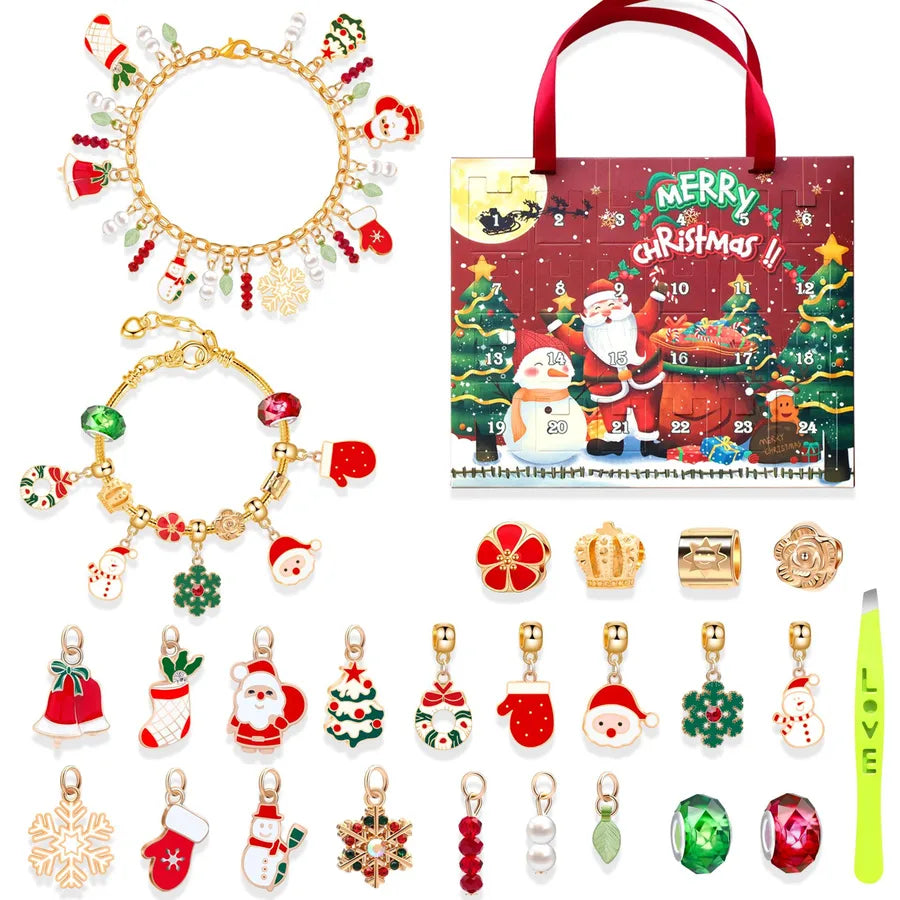 1 Set Alloy Santa Claus Christmas Socks Snowflake Pendant Chain Jewelry Accessories