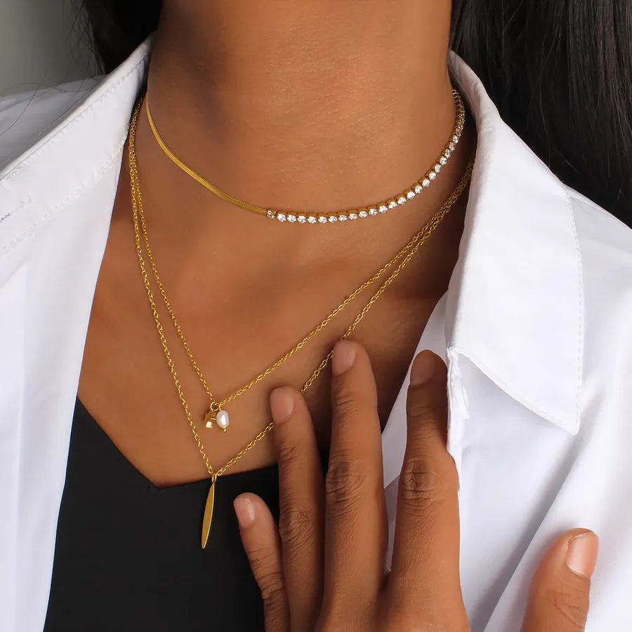 Wholesale Jewelry Casual Elegant Pentagram 304 Stainless Steel Micro Super Whisper Thin Chain snake chain Pendant Necklace