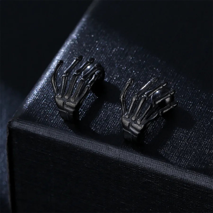 hip-hop hand stainless steel plating earrings 1 pair