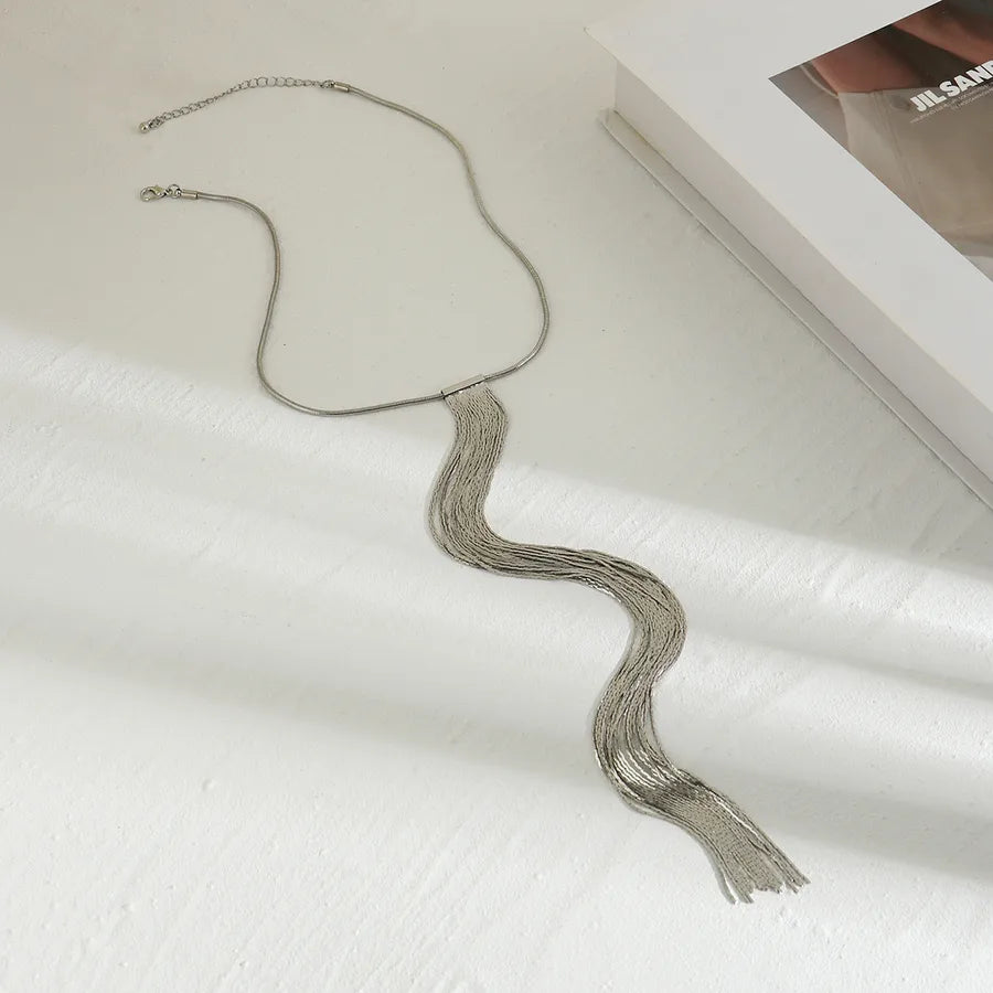 retro beach classic style irregular solid color copper long necklace in bulk