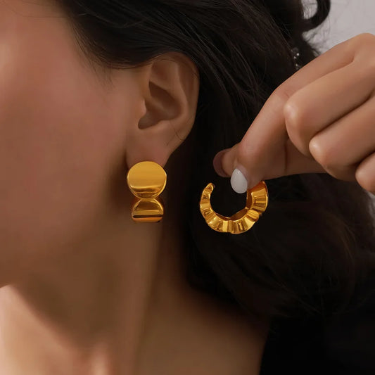 1 Pair Glam Classical Luxurious C Shape 304 Stainless Steel Ear Studs