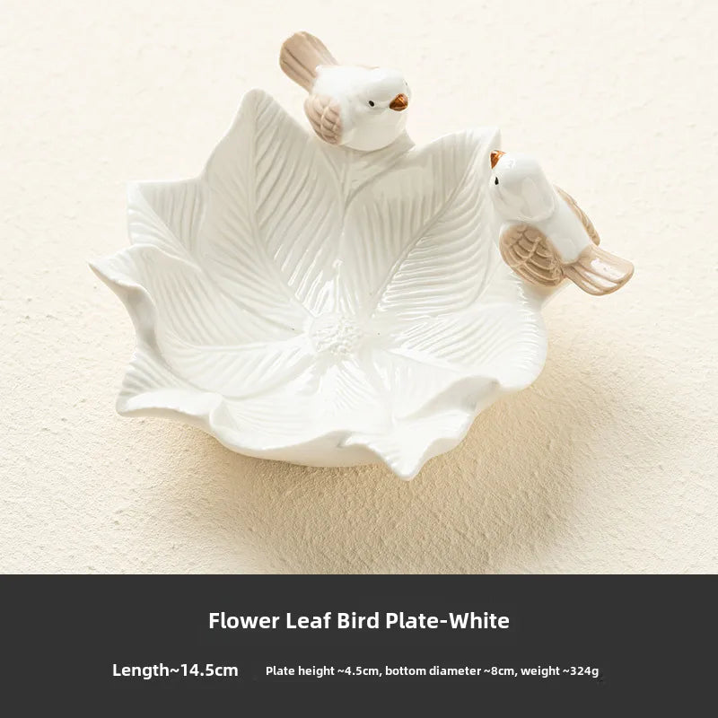 Bird Dim & Sum Plate Ceramic Jewelry Storage Plate Creative Cute Storage Rack Soap Dish Light Luxury High-end Plate