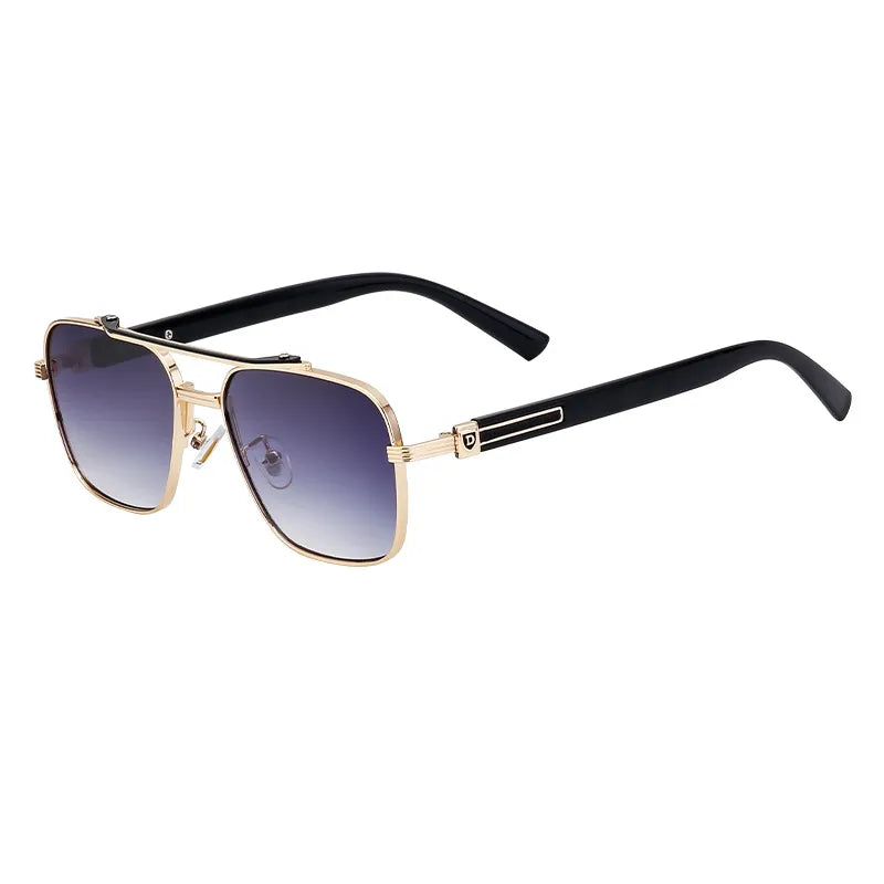 Vacation Solid Color Pc Gradient Tinted Lenses Square Full Frame Men's Sunglasses
