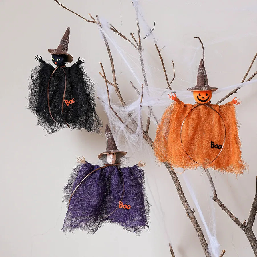 New Halloween Decorative Net Pumpkin Ghost Witch Doll Hanging Ornament For Party Props House Of Horrors Decoration