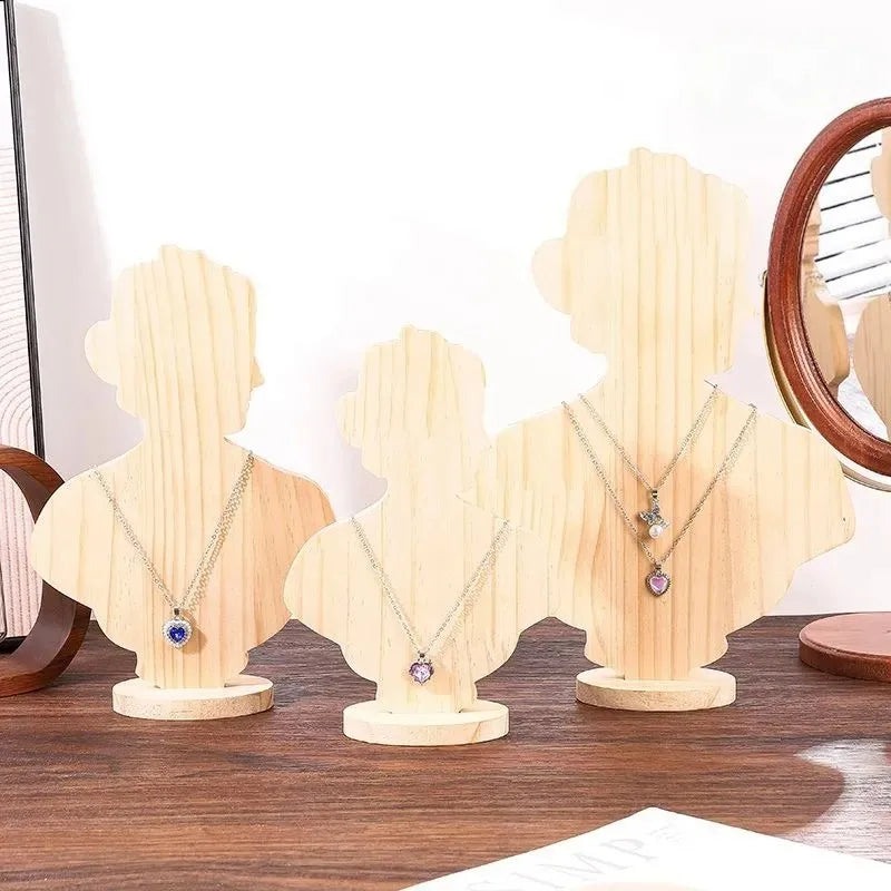 Elegant Wooden Jewelry Necklace Display Stand Storage Rack Artistic Style Integrated Design Luxury Props New Model Storage Rack