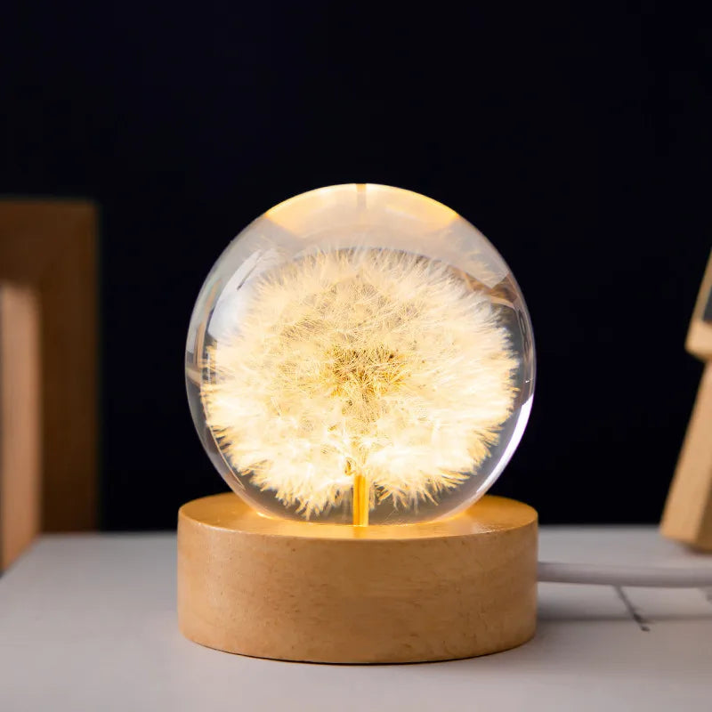 Pastoral Flower Wood Resin Night Lights Lighting Accessories