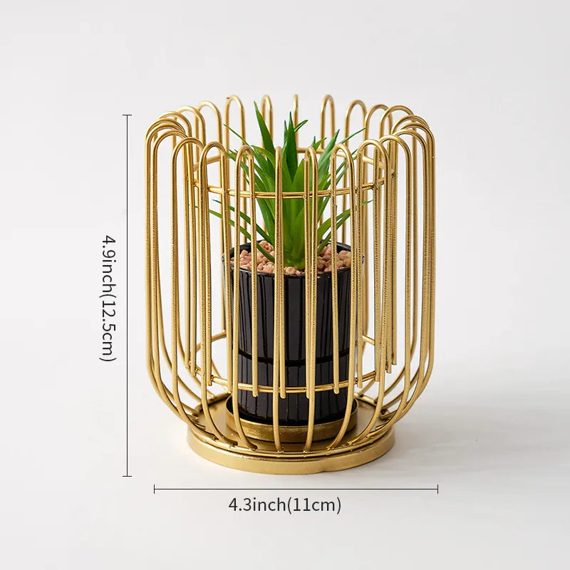 European-style light luxury iron round pot simple decoration home dining room living room entrance creative decoration