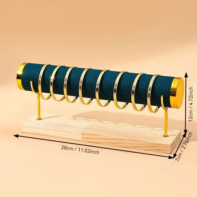 High-End Gold Jewelry Display Stand Bracelet Watch Storage Rack Elegant New Design Solid Wood Accessory Showcasing Holder