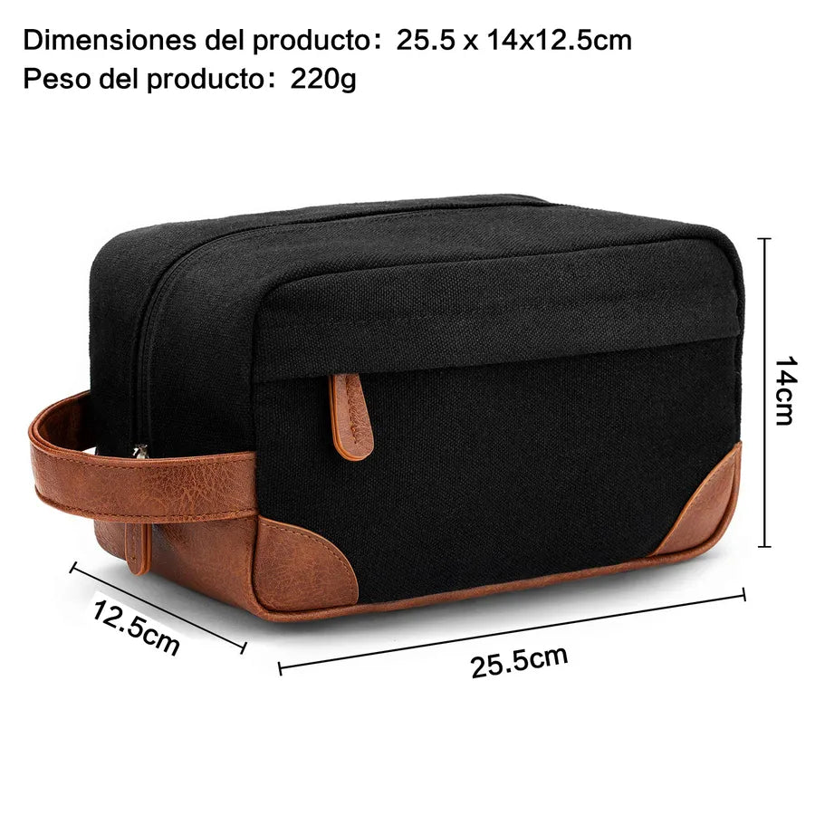 men's solid color canvas zipper cosmetic bag