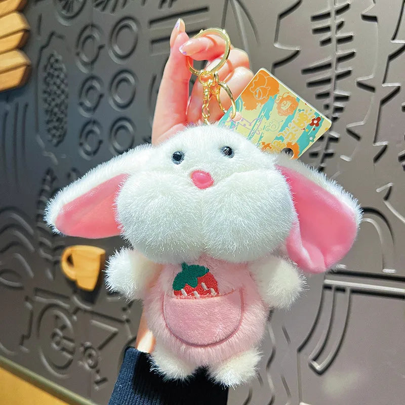 Creative Cartoon Plush Fruit Rabbit Keychain Cute Delicate Bag Pendant Couple Gift Small Soft Toys Earphone Strap