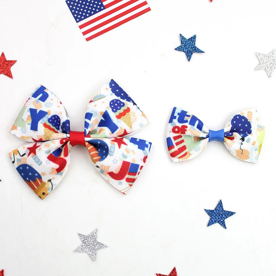 Independence Day Hairpin American Flag Bow Hair Accessories Children Girl Cute Headwear Patriotic Hairpin