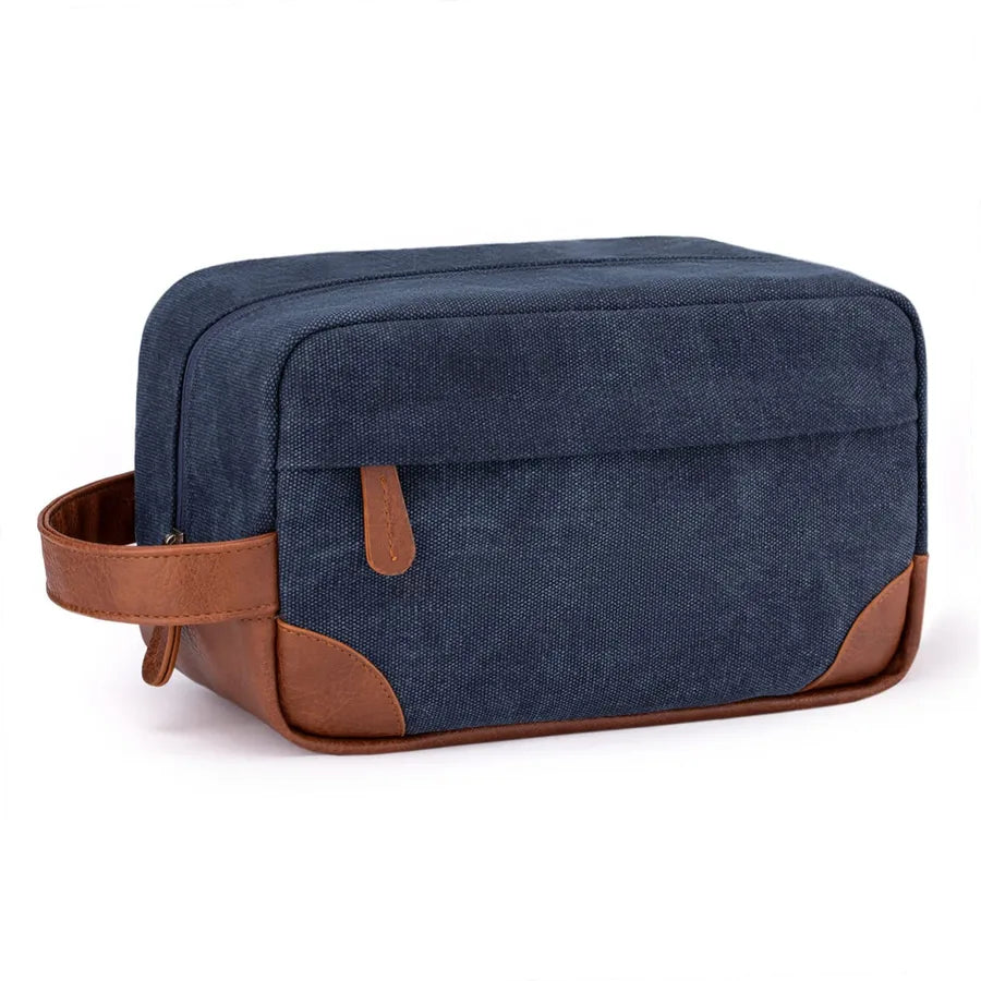 men's solid color canvas zipper cosmetic bag
