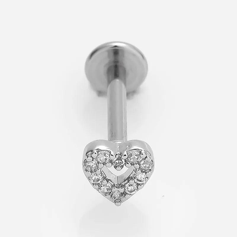 1 Piece Lip Rings Simple Style Commute Leaves Heart Shape Flower 316L Stainless Steel  Inlay Zircon 18K Gold Plated Ear Cartilage Rings & Studs