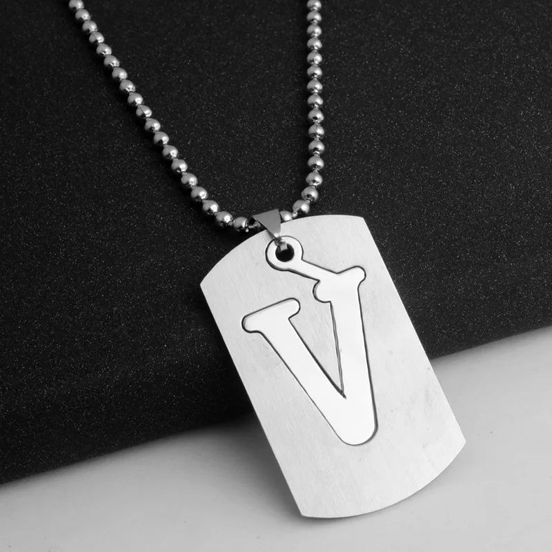 Hip-Hop Simple Style Letter 304 Stainless Steel Hollow Out Men's Pendant Necklace