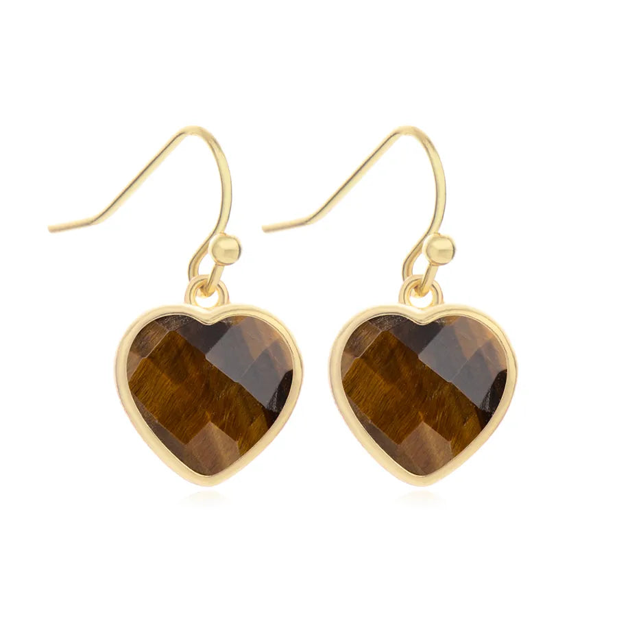 1 Piece and 1 Pack Cute Modern Style Shiny Heart Shape natural stone Copper Drop Earrings