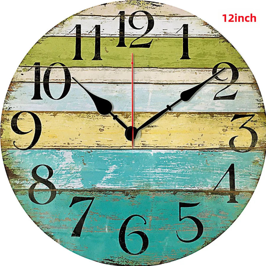 silent wall clock retro wood ocean clock wall sticker simple wall clock retro explosion hanging clock