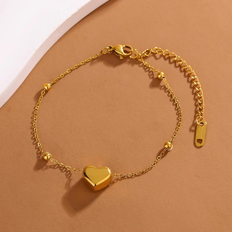 Casual Cute French Style Star Moon Heart Shape 304 Stainless Steel 18K Gold Plated O-shaped chain Bracelets In Bulk