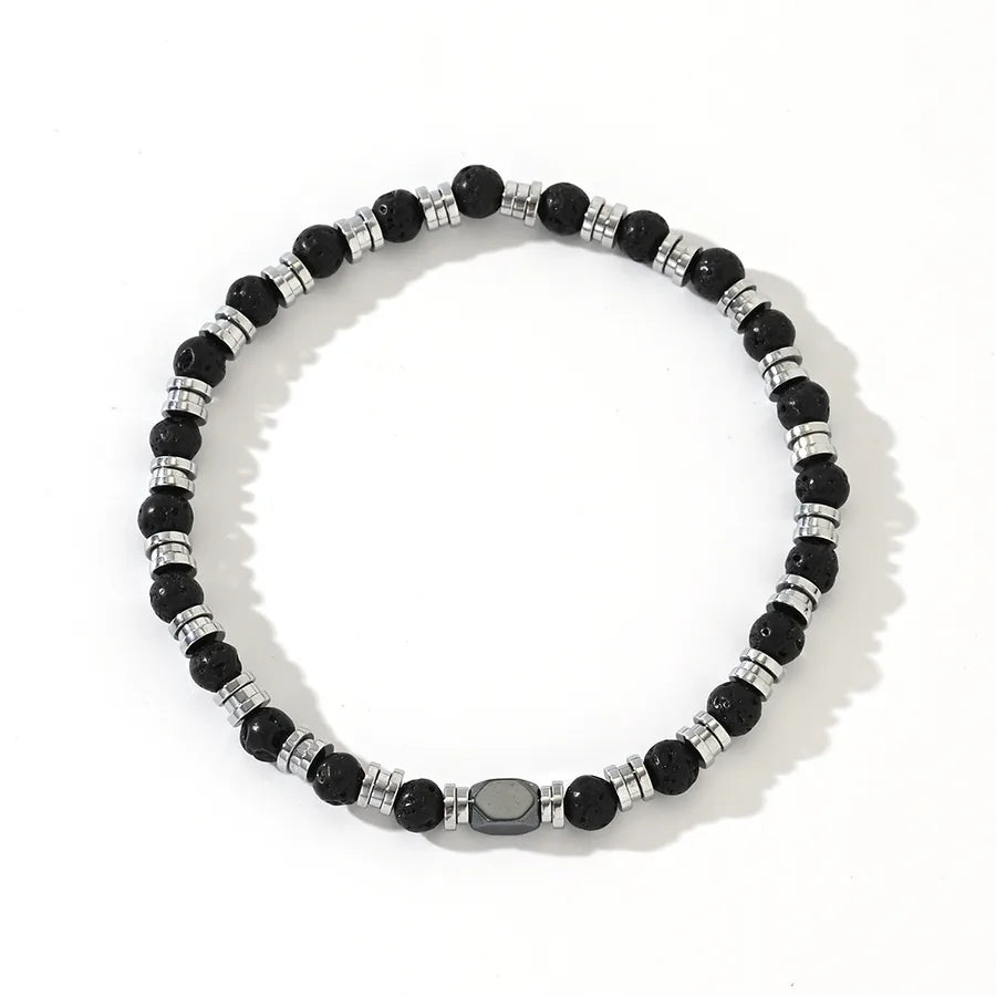 Europe and America  Hot-Selling New Arrival Bohemian Style Natural Gall Stone Frosted Volcanic Rock Beads String Bracelet Vintage Casual