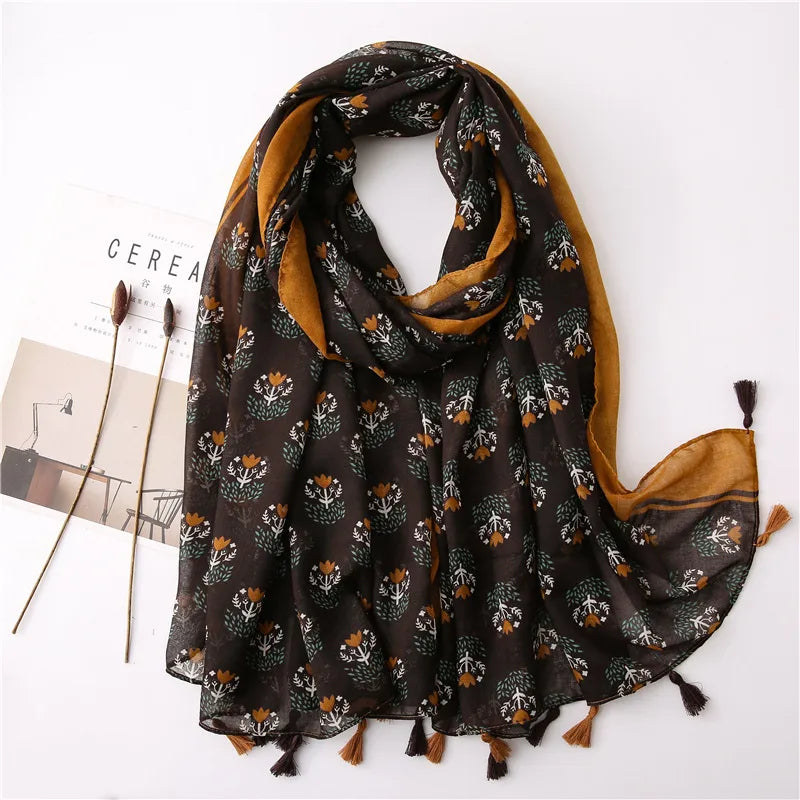 new scarf retro stitching bohemian cashew print silk scarf sunscreen yiwu wholesales