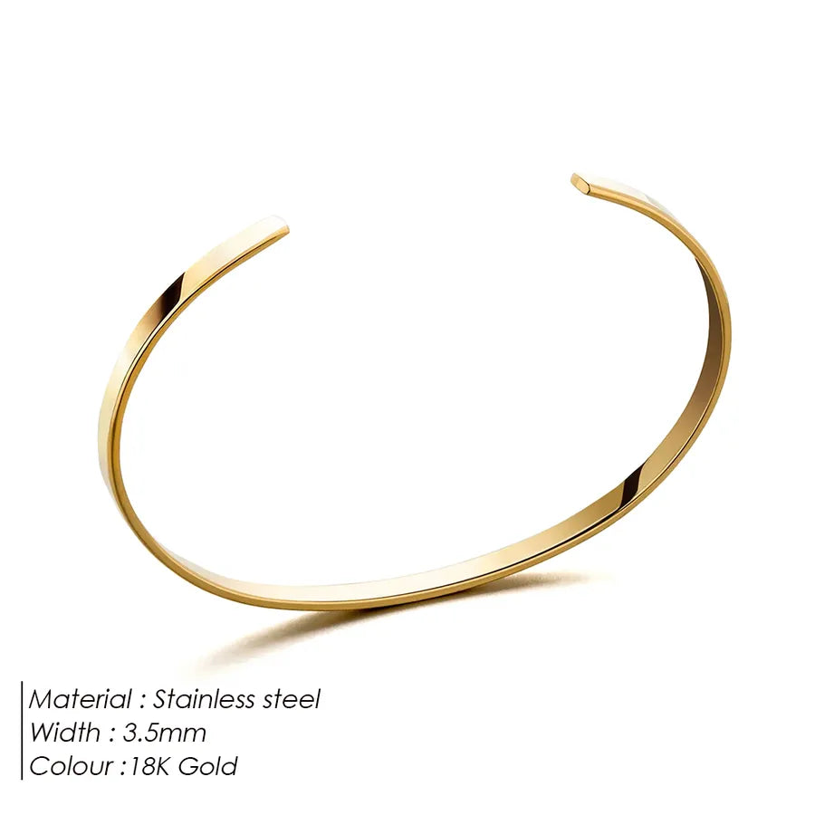 Basic British Style Streetwear Solid Color 304 Stainless Steel 18K Gold Plated White Gold Plated Men's Bangle