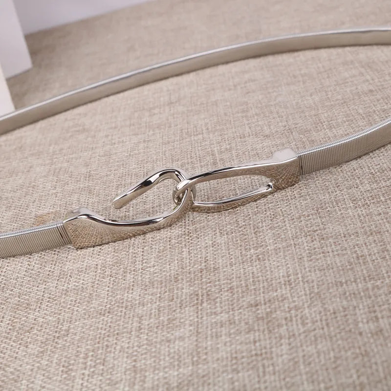 basic solid color metal women's leather belts