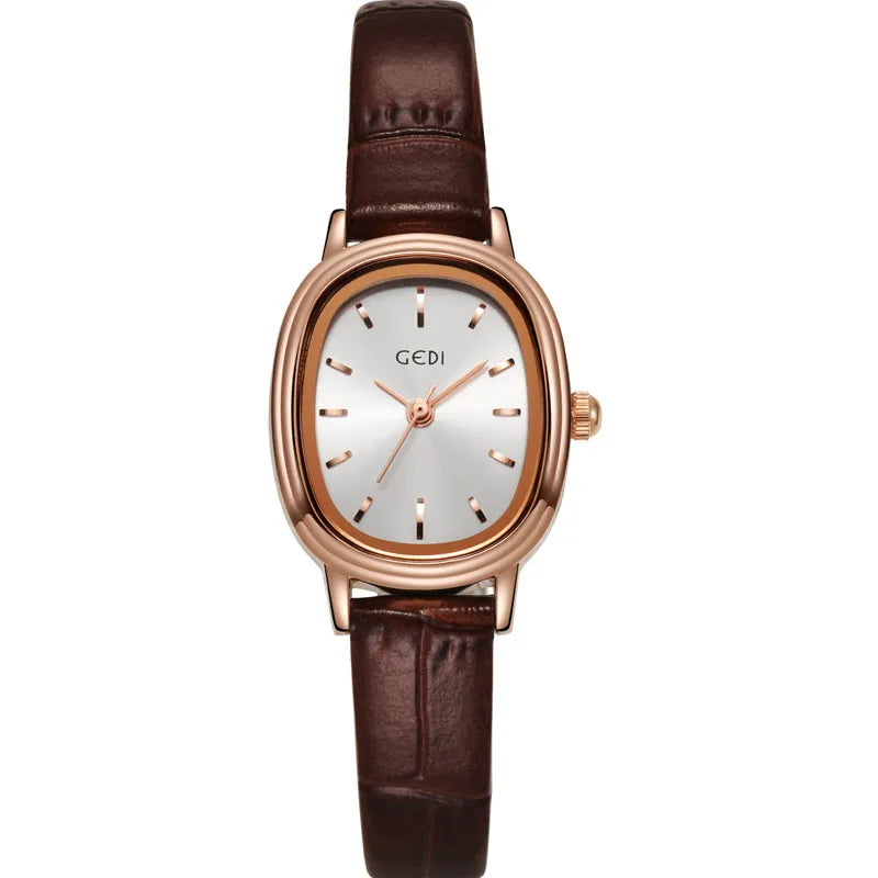 Retro Solid Color Buckle Quartz Watch Women's Watches