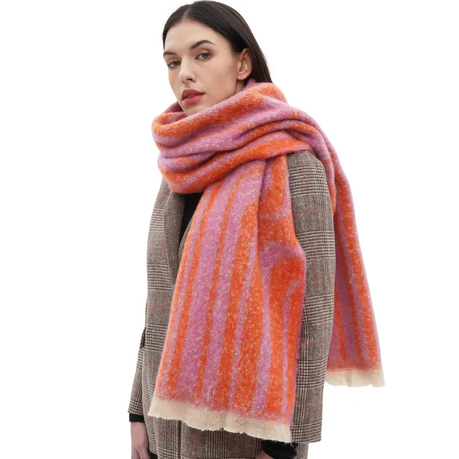 Women's Casual Simple Style Stripe Polyester Scarf