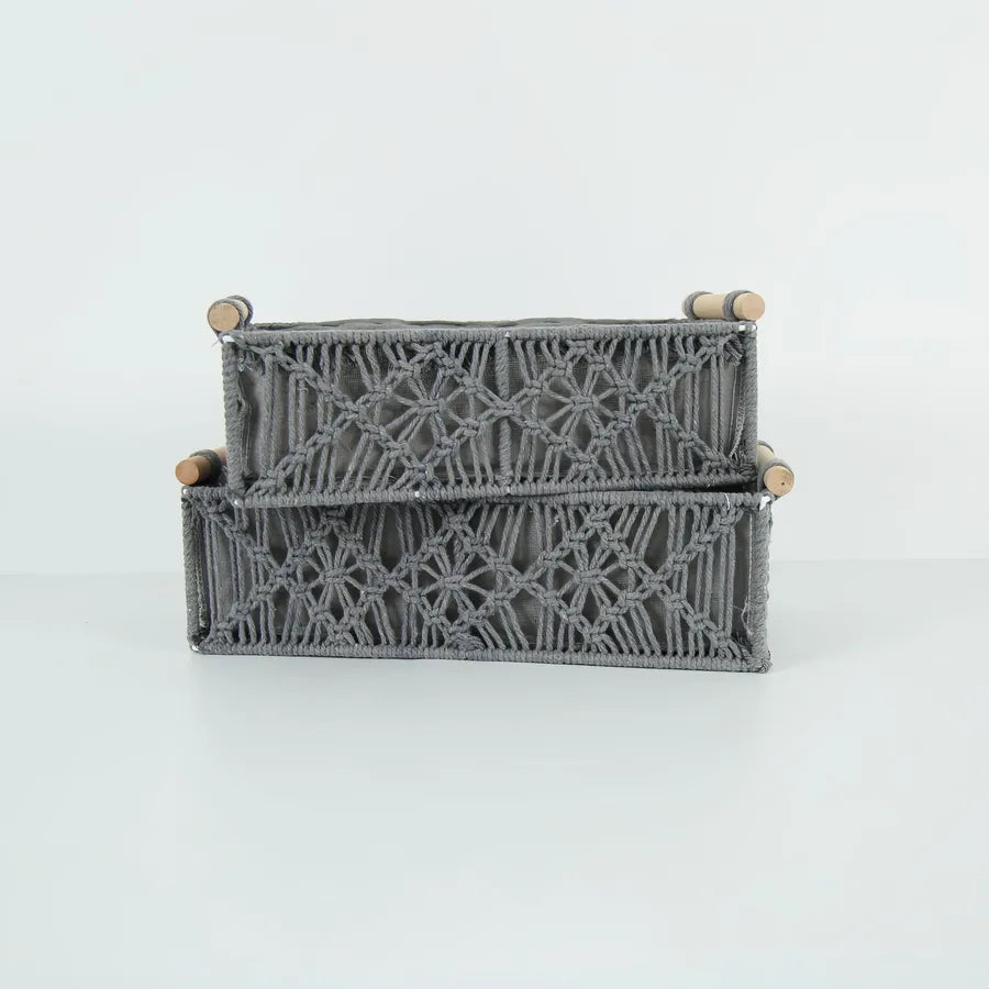 Casual Solid Color cotton rope Iron Tissue Box