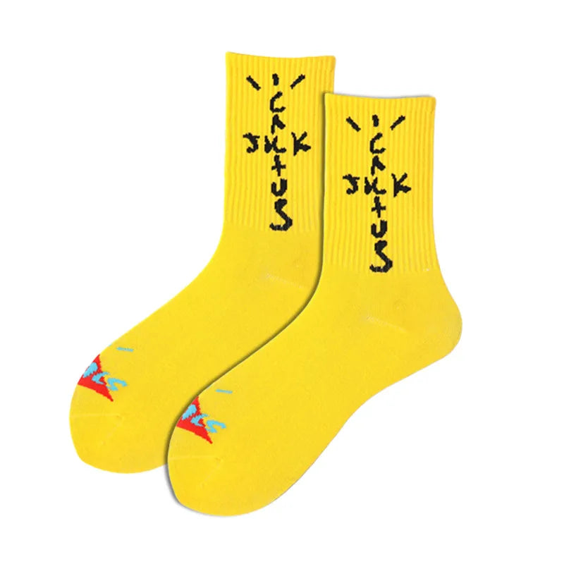 unisex casual letter cotton crew socks a pair