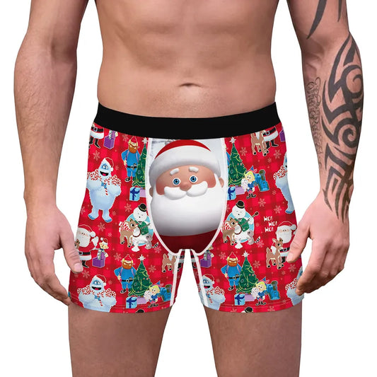 Spot wholesale Christmas digital printing men's sexy underwear comfortable breathable boxers stretch shaped pants