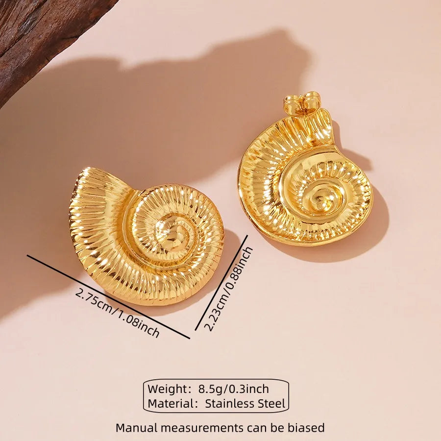 1 Pair IG Style Vacation Sweet Conch 304 Stainless Steel Imitation Gold  Ear Studs