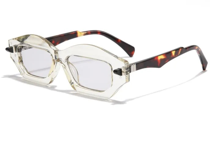 retro color block pc polygon full frame men's sunglasses