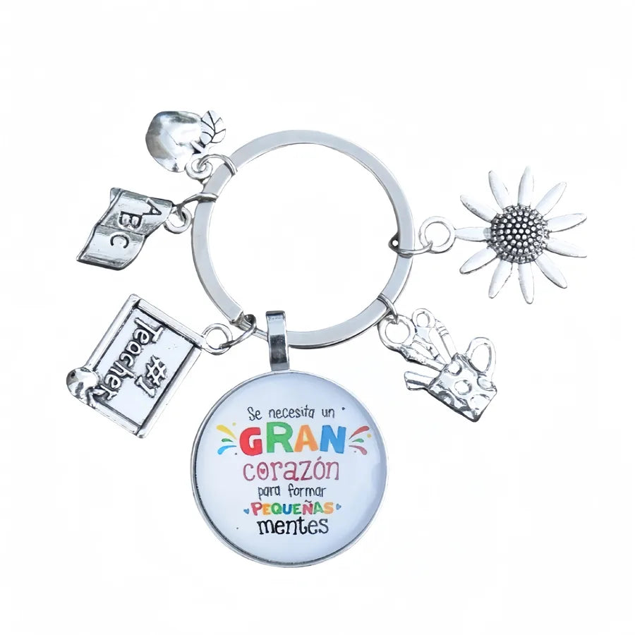 Modern Style Letter Flower Alloy Glass Unisex Keychain