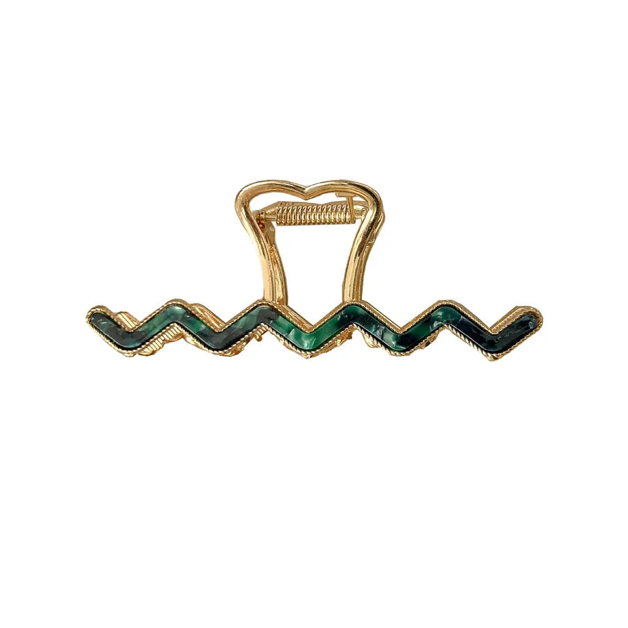 Elegant Women's Summer Spring Acetate Hair Clips Stylish Brain Back Shark Clip Wave Pattern Zinc Alloy Hair Accessories