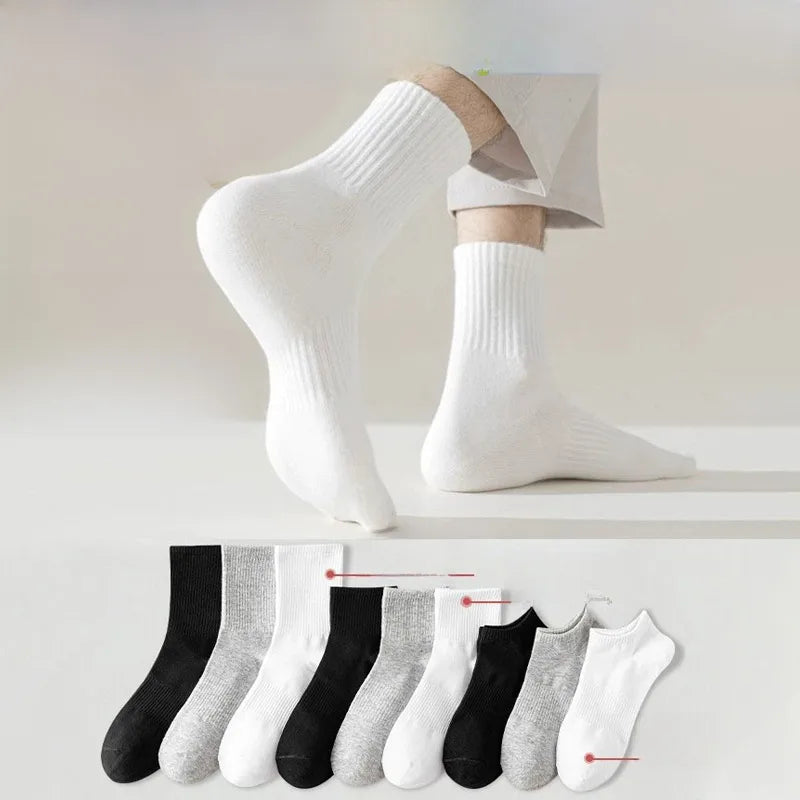 Pure cotton men's socks summer sweat-absorbent deodorant tube socks 7A antibacterial breathable thin white socks men's summer