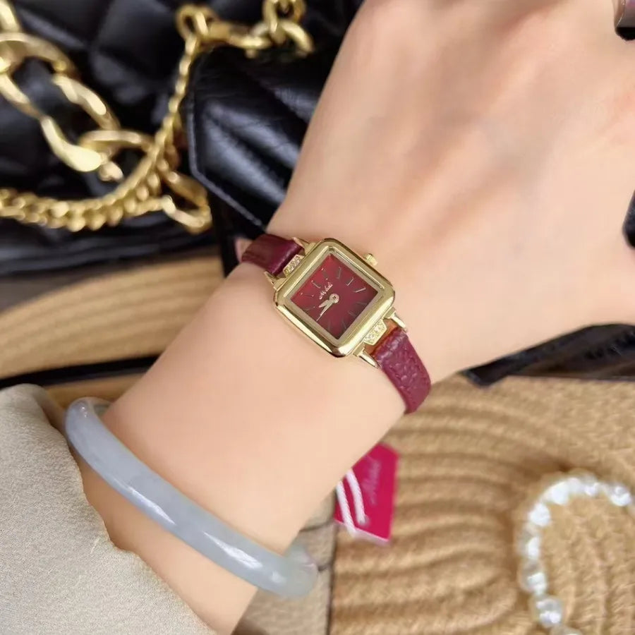 Retro Simple Style Solid Color Buckle Quartz Watch Women's Watches