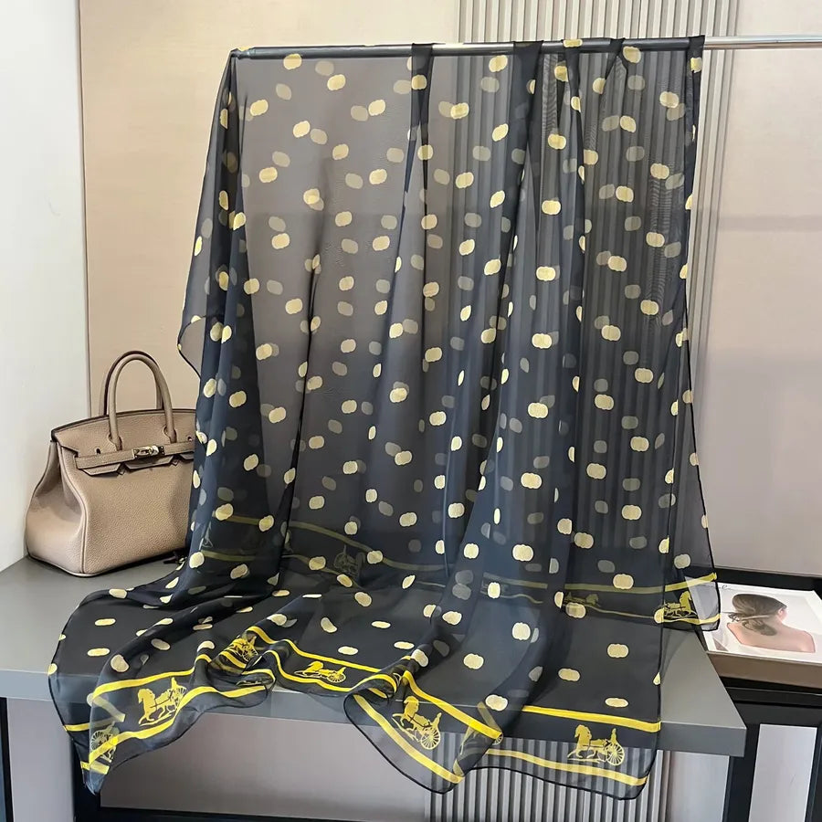 Women's Retro Flower Brocade Yarn Silk Scarf