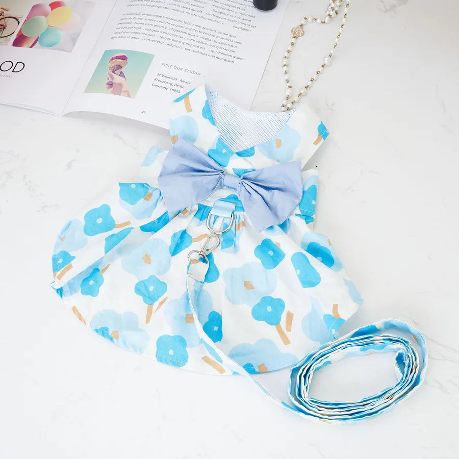 Summer Thin Pet Clothes For Small Dogs Cats Pure Cotton Floral Dress Bichon Teddy Small Dog Wholesale