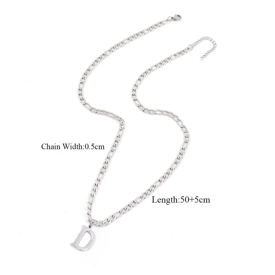 Wholesale Jewelry Retro Simple Style Letter 201 Stainless Steel 304 Stainless Steel Pendant Necklace figaro chain