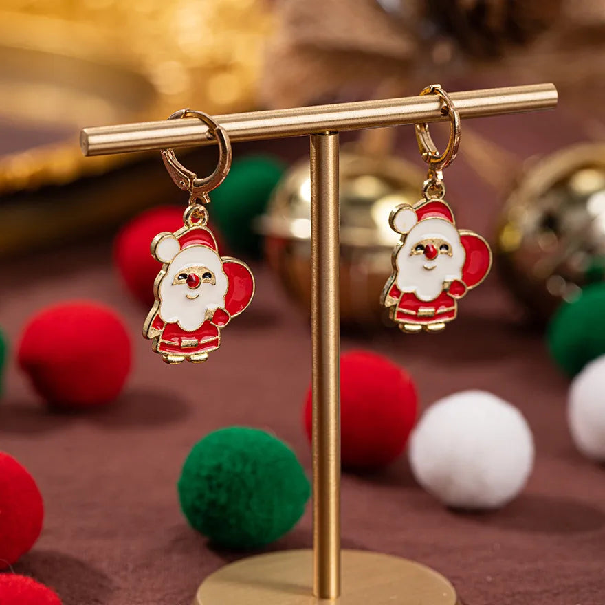 Christmas Theme Alloy Ear Cuff Drop Earrings  New Products Small Pendant Diy Accessories Christmas Hat
