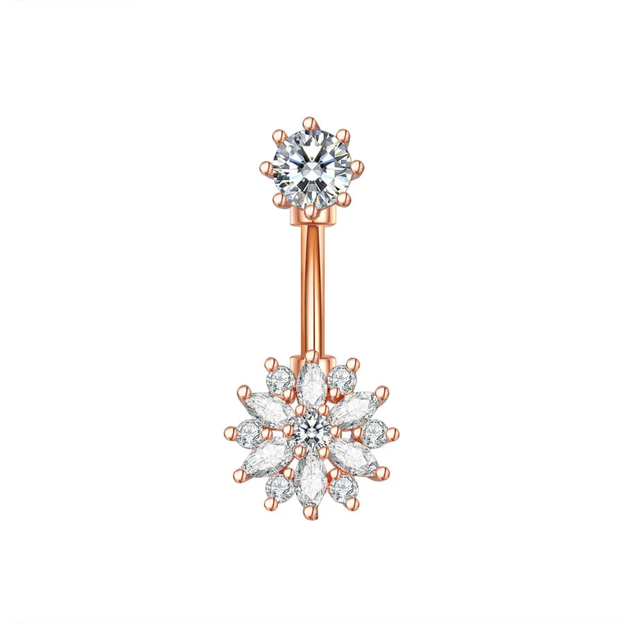 fashion flower bee stainless steel plating artificial gemstones belly ring