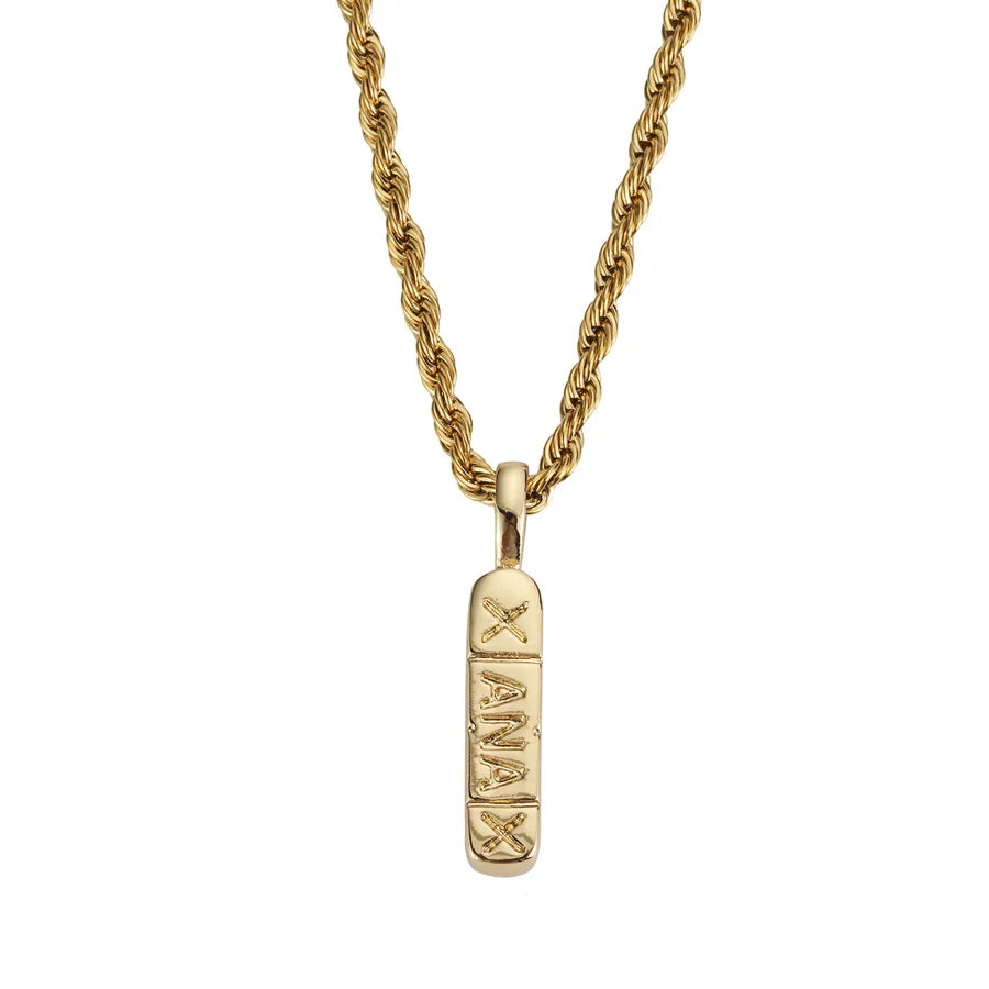 Wholesale Jewelry Hip-Hop Vintage Style Letter Copper Plating Pendant Necklace Twisted Rope Chain