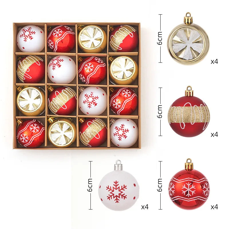 Christmas Decorations 44pcs Set Electroplated Painted Balls New Christmas Ball Christmas Tree Ornaments Simple Style Plastic